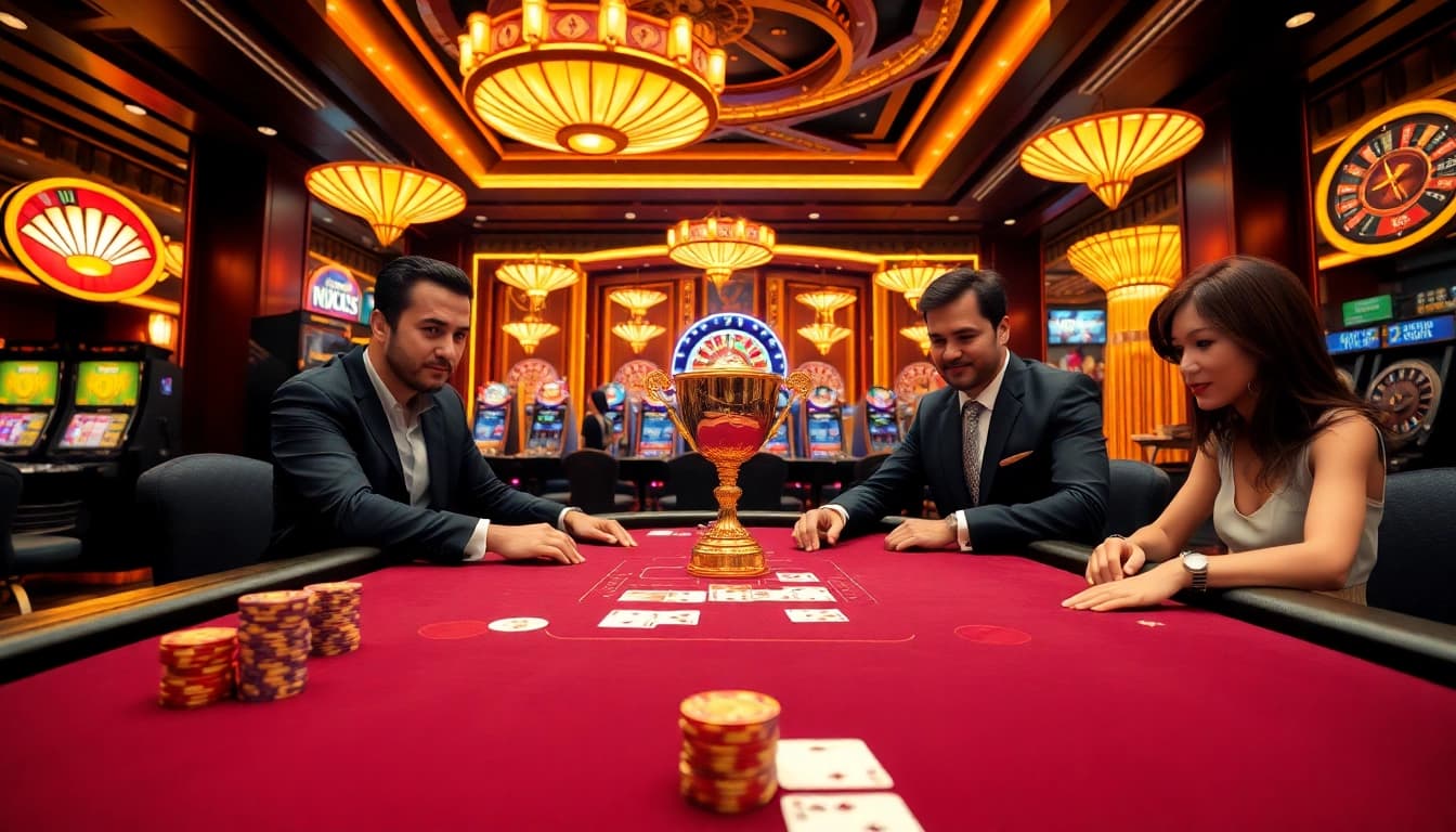 Players at the poker table experience the excitement of winning at https://rr88.mov/ casino, showcasing vibrant game elements.