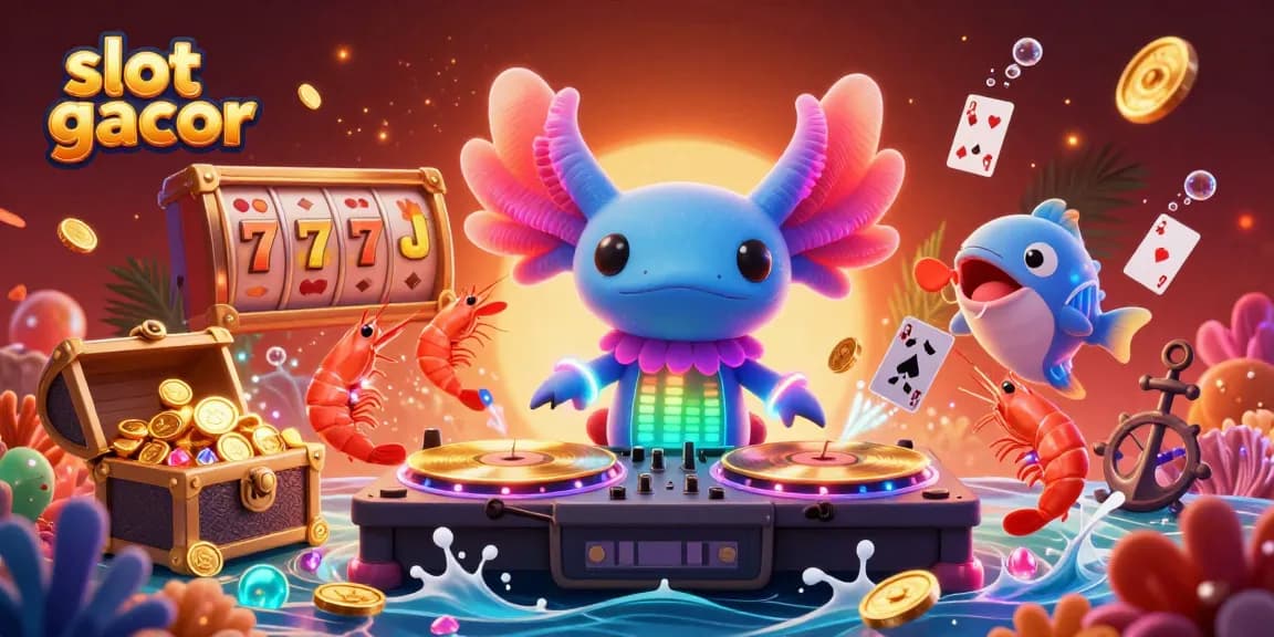 Experience slot gacor in a vibrant underwater casino scene with lively characters and dynamic gaming elements.