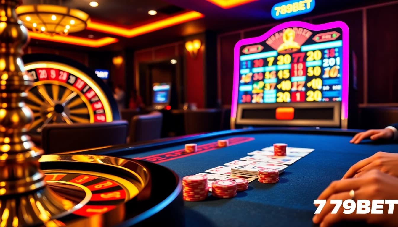 Players engage in a thrilling poker game at 789BET's luxurious casino.