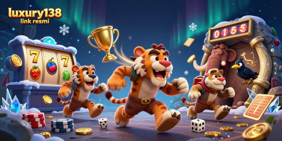 Menang di kasino dengan luxury138 link resmi: ilustrasi dinamis permainan slot klasik dan simbol keberuntungan.