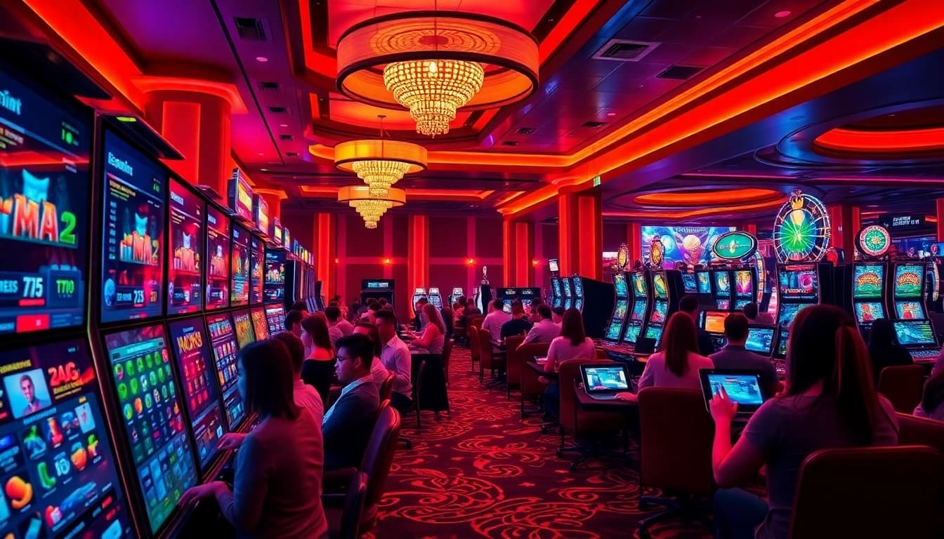 Exciting online gaming scene at https://hb88.art/, featuring players engaged in live dealer games and sports betting.