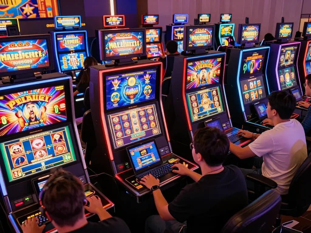 Players experiencing excitement at 789win online casino with colorful slot machines and dynamic gameplay