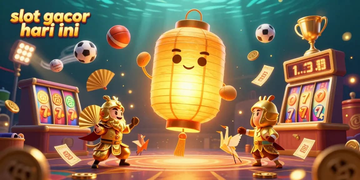 Engage with exciting slot gacor hari ini alongside a glowing golden lantern spirit in a vibrant casino scene.
