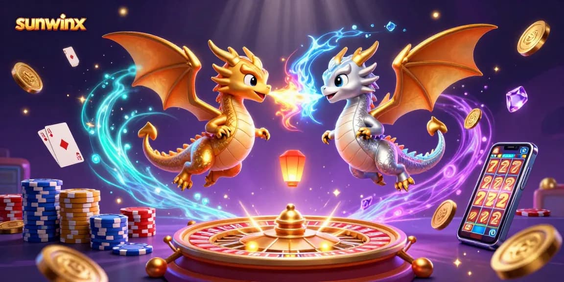 Engage with sunwinx as twin dragons battle in a vibrant casino-themed scene filled with gold!