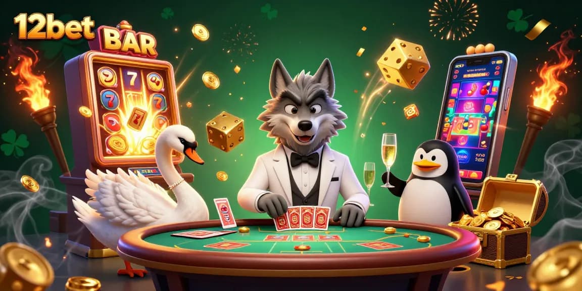 Chơi game tại 12bet với sự bùng nổ jackpot từ máy slot, những biểu tượng may mắn và không gian sôi động.