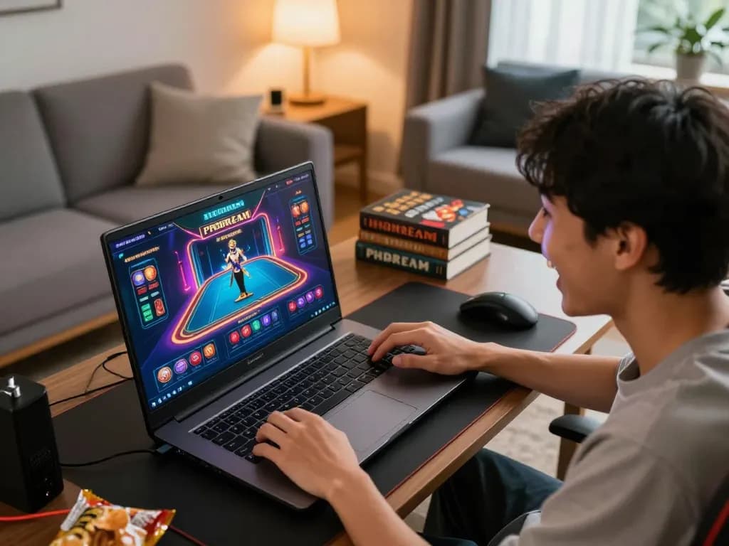 PHDREAM6268 player engaged in exciting online casino gaming from a cozy home setup.