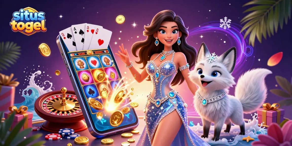 Experience excitement at situs togel with a stunning casino-themed illustration featuring vibrant game elements.