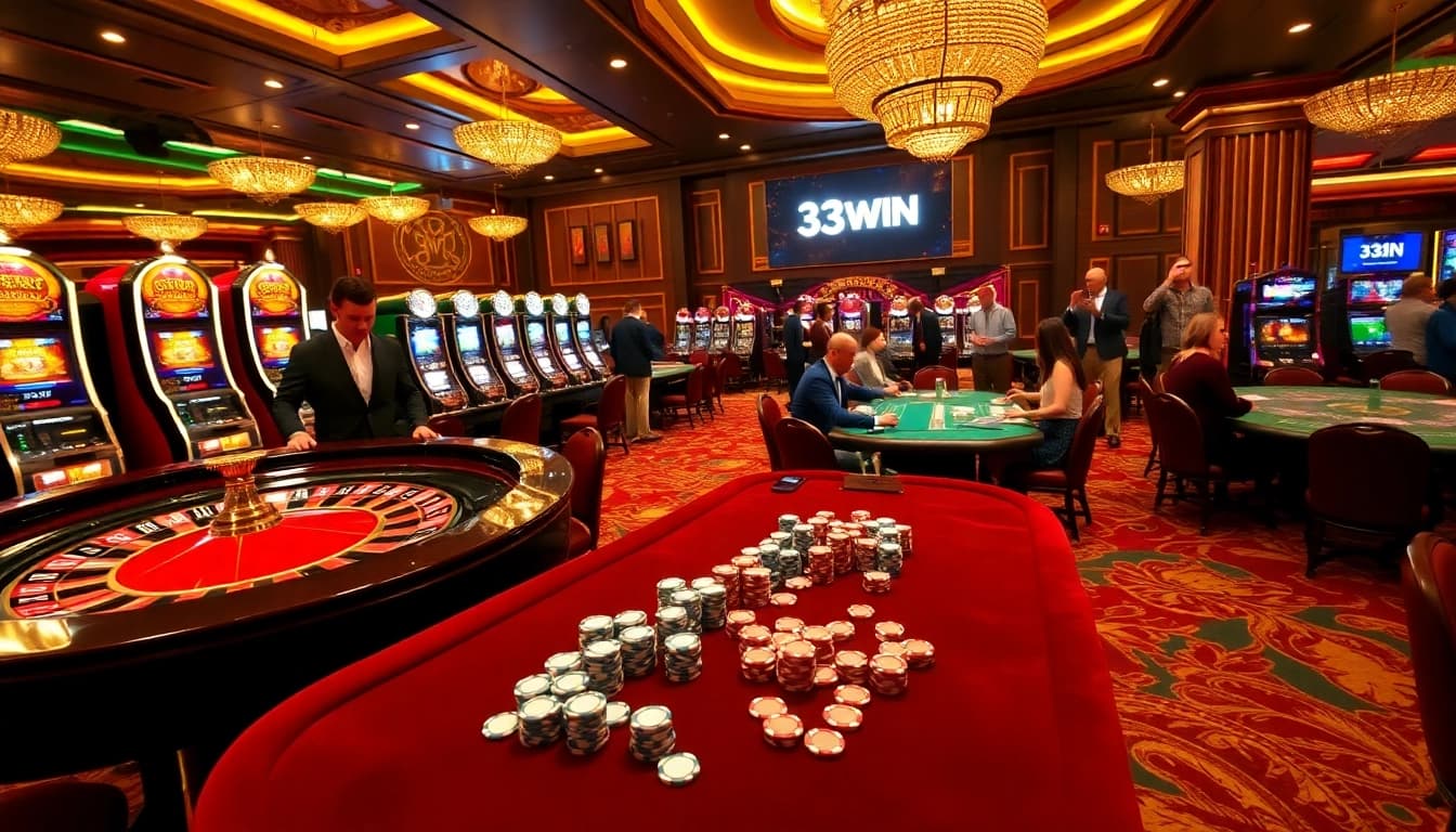 Experience the thrill of winning at 33WIN's vibrant casino tables and machines.