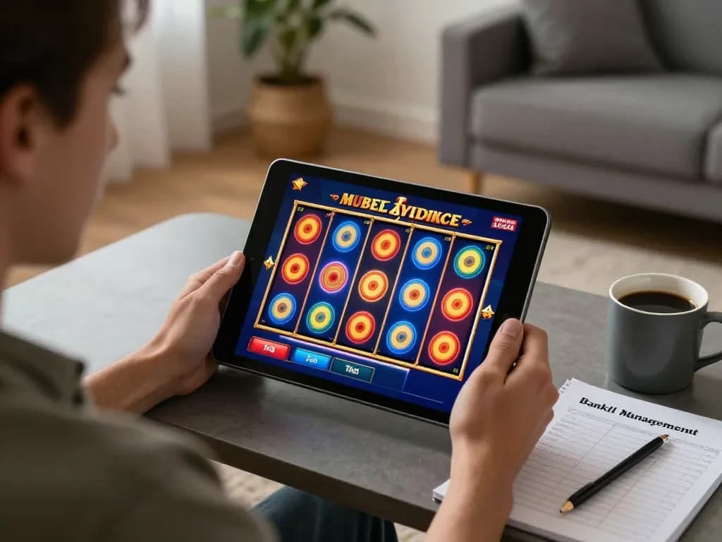 Player enjoying online slots on gg88.cn.com, emphasizing a cozy home gaming experience with notes on bankroll management