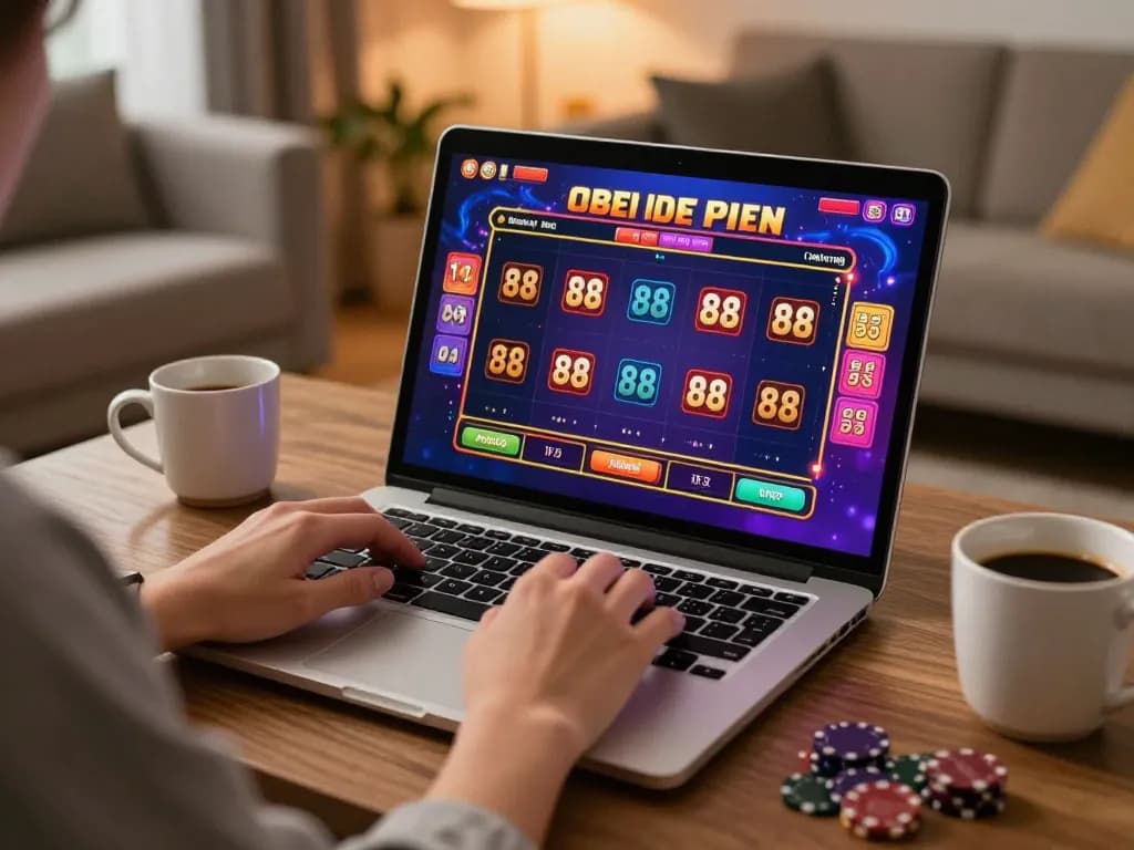 Engaging gameplay on open 88 casino platform with vibrant graphics and cozy home setup