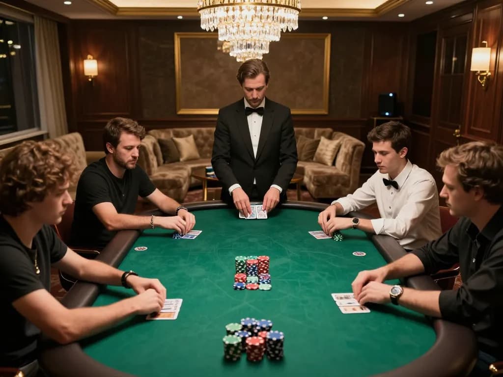 Players engaged in high-stakes poker strategy at gameradar's exclusive VIP table, showcasing tension and competition.