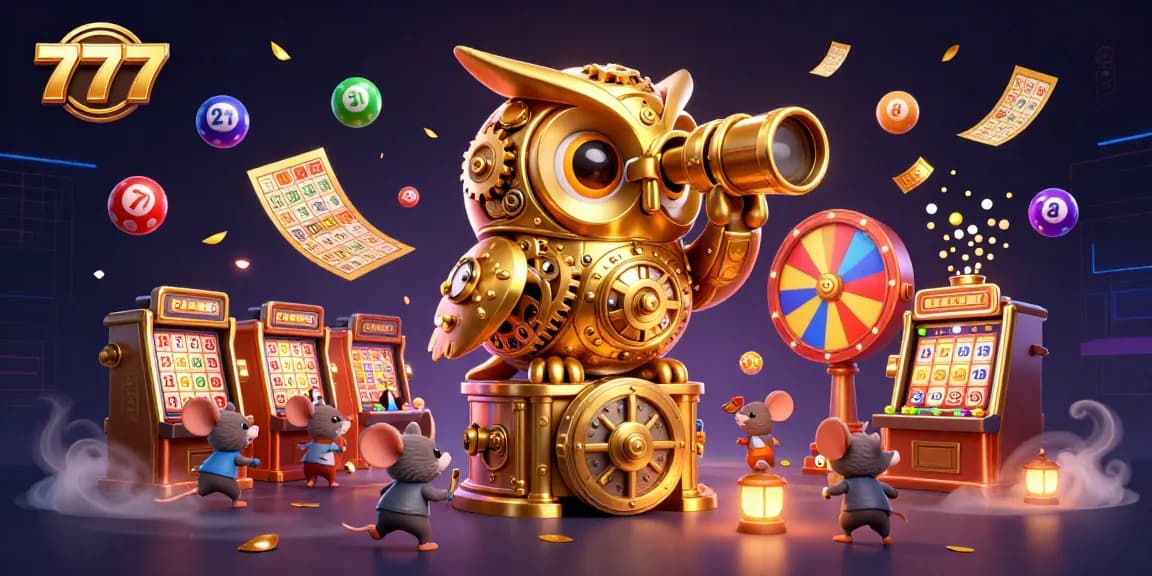 Experience dynamic gaming action with 777 - a 3D illustration of an owl in a vibrant casino.