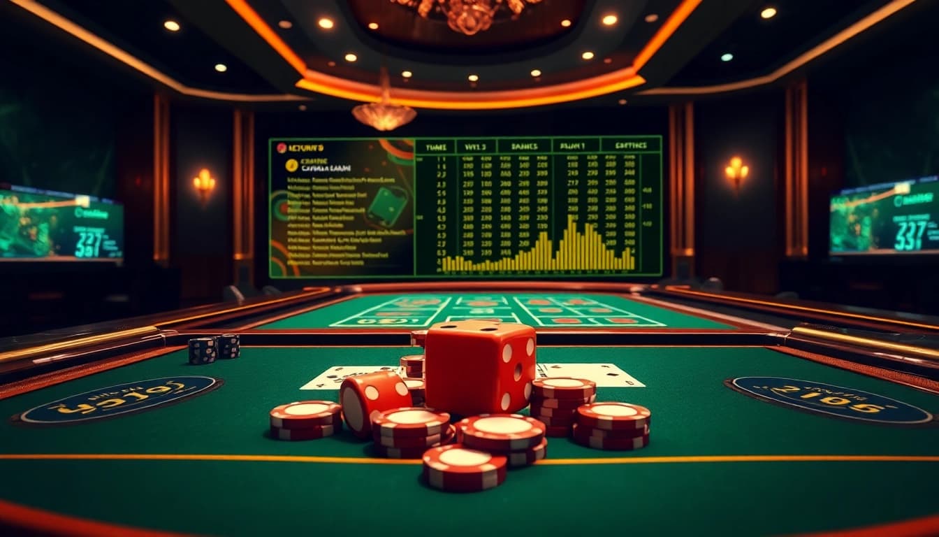 A dynamic online gaming scene featuring TÀI XỈU MD5 at https://taixiumd5.fan/ with animated dice and vibrant chips.