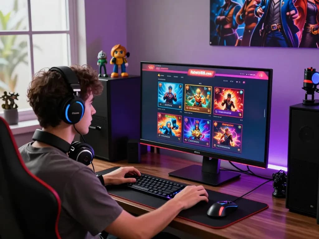 Engaged user enjoying gaming on https://fabetz88.com/ with vibrant graphics and modern digital ambiance.