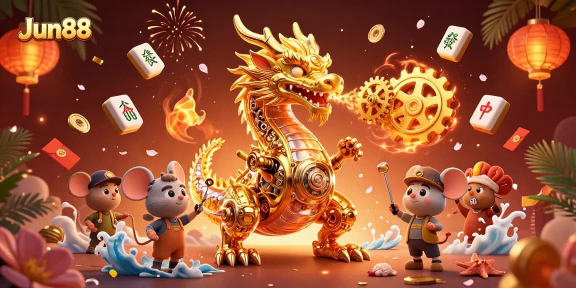 Experience thrilling gameplay with Jun88's vibrant 3D casino illustration showcasing exciting gaming elements.