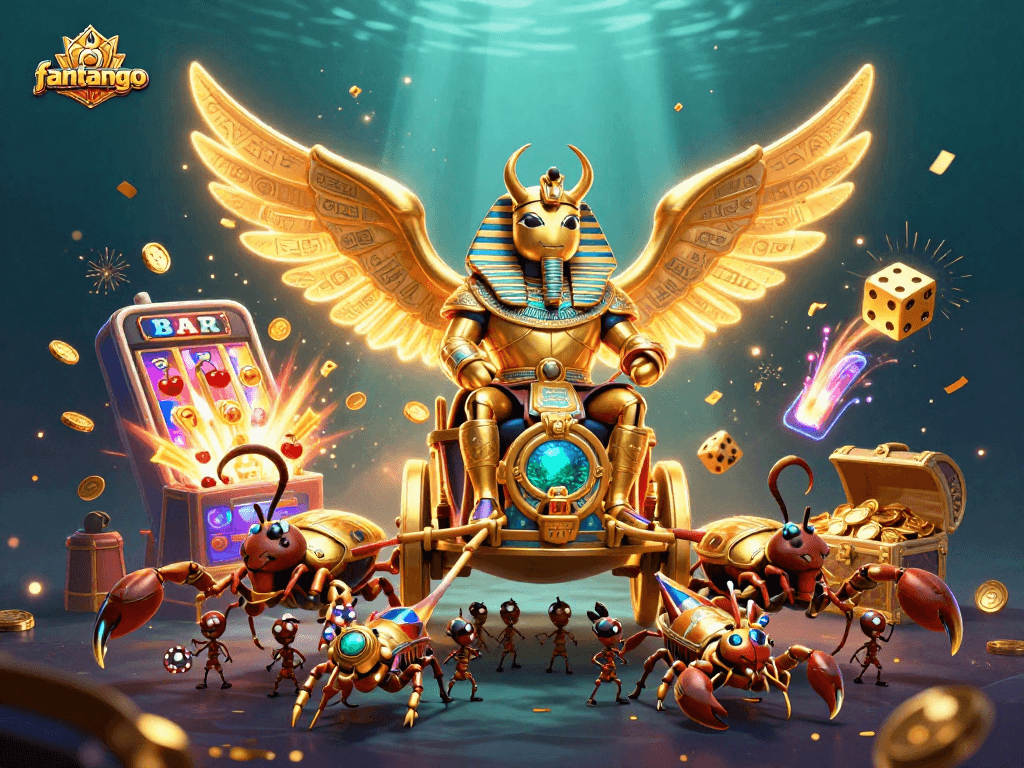 Join the fun with fantango as characters celebrate casino wins amidst dazzling 3D elements.
