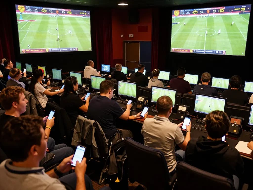 Fans engaging with kèo nhà cái while cheering during a key football match, showcasing the excitement of live betting