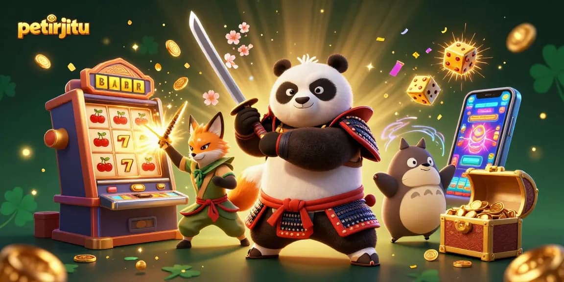 Permainan slot petirjitu dengan panda samurai dan rubah ninja meriah dalam aksi jackpot.
