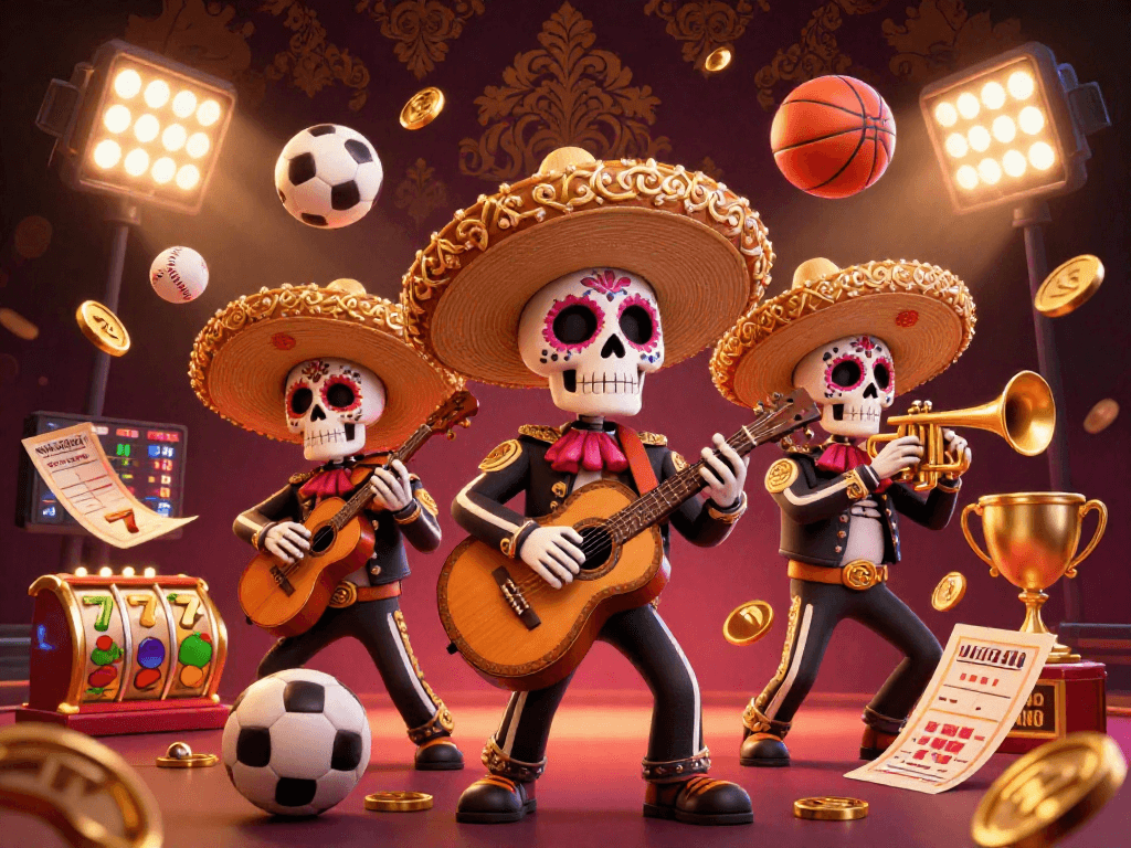 situs slot gacor with a vibrant scene depicting a mariachi band, dynamic game elements, and a festive atmosphere.