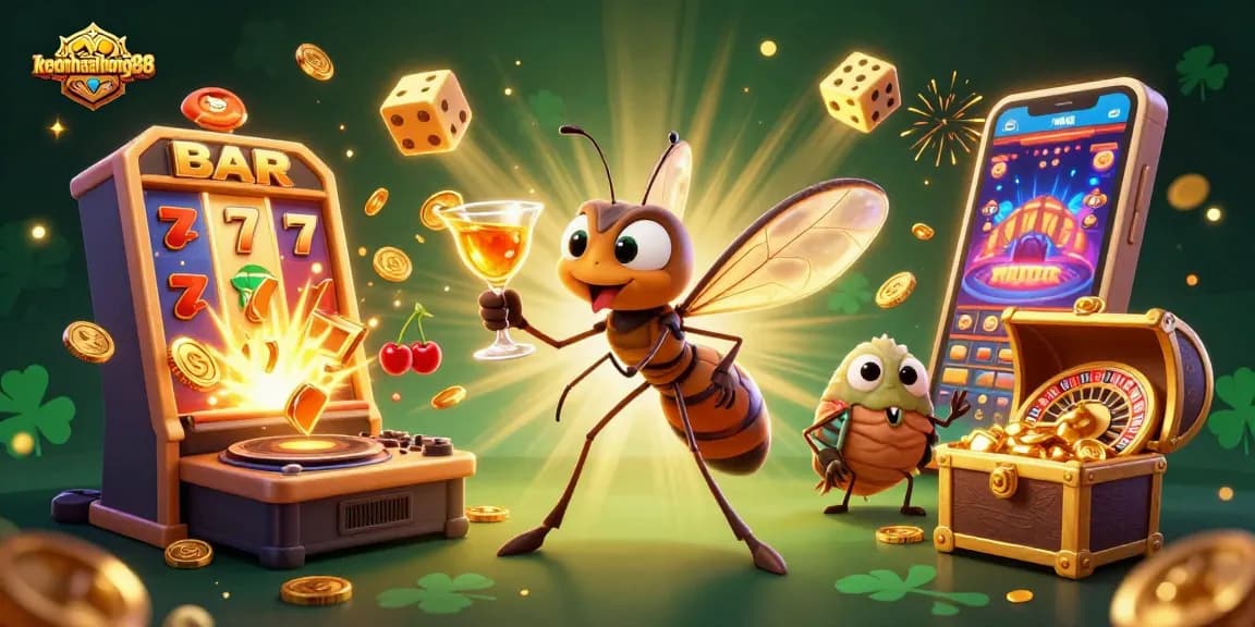 Bet on excitement with keonhacaibong88's vibrant casino illustration depicting dynamic gambling action