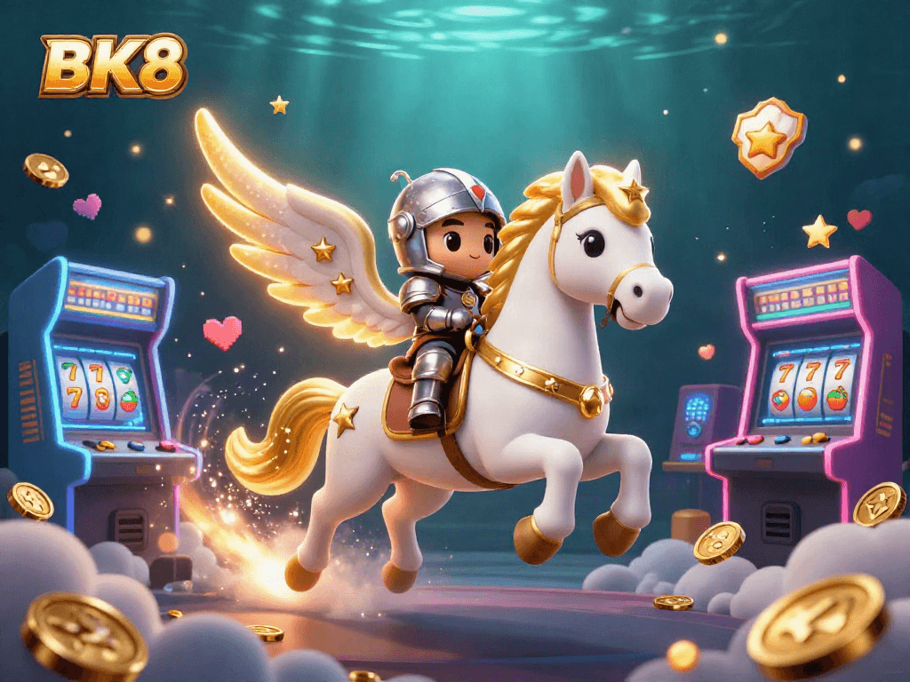 Capture winning moments at BK8 with an enchanted illustration of celestial gambling adventures.