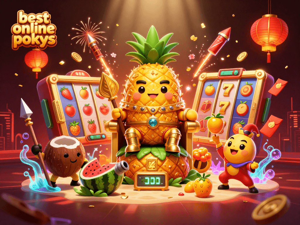 Experience the excitement with the best online pokies in this vibrant casino-themed illustration.