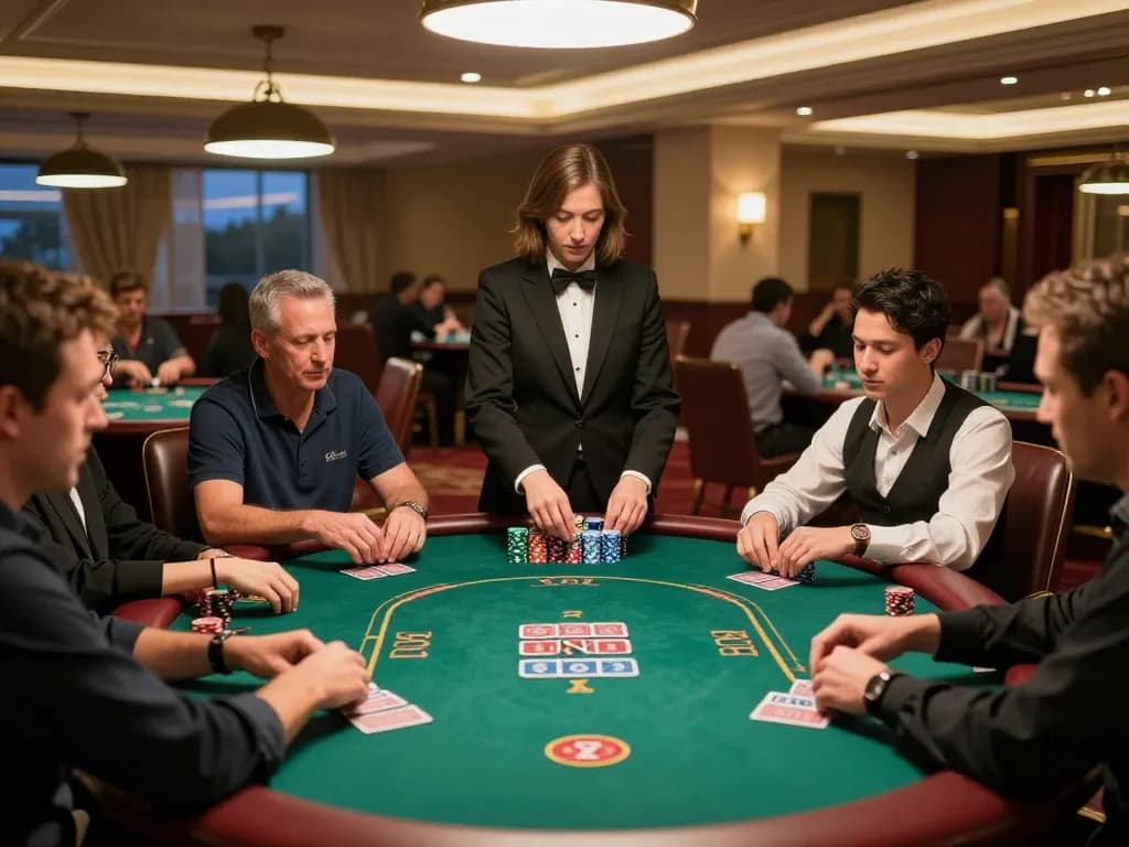 Players engage in a thrilling Texas Hold'em game at 789F casino, showcasing competitive poker excitement.