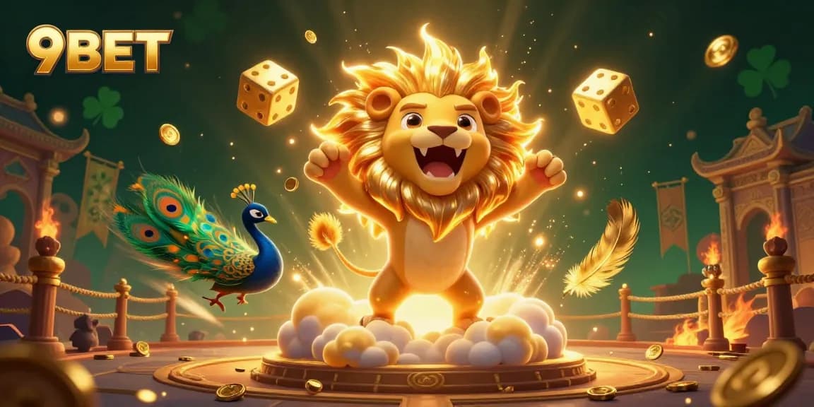 Win big at 9BET with a vibrant 3D gaming scene featuring exciting casino elements.