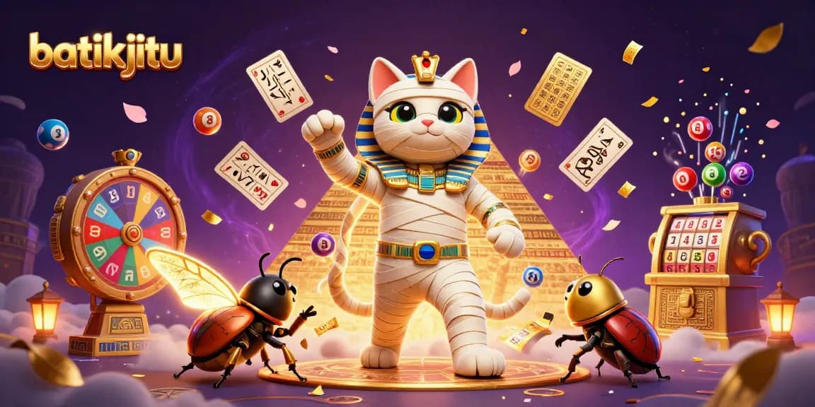 Batikjitu menambah keseruan dengan kucing mummy kartun yang meletus dari sarkofagus di kasino piramida.