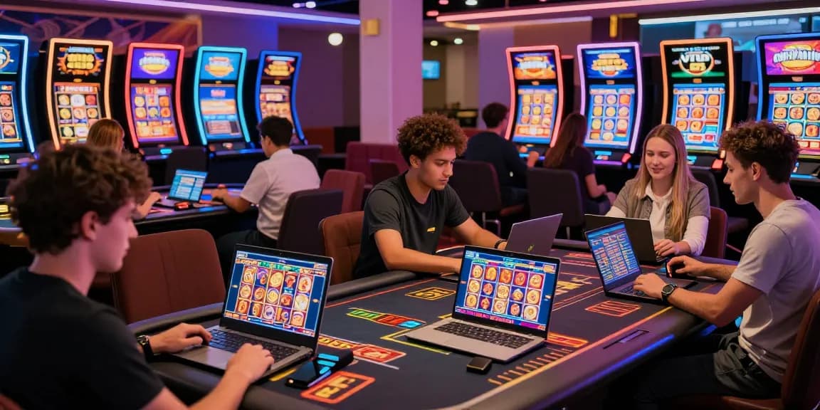 Players enjoying casinos that accept credit cards with vibrant gaming visuals and modern tech atmosphere