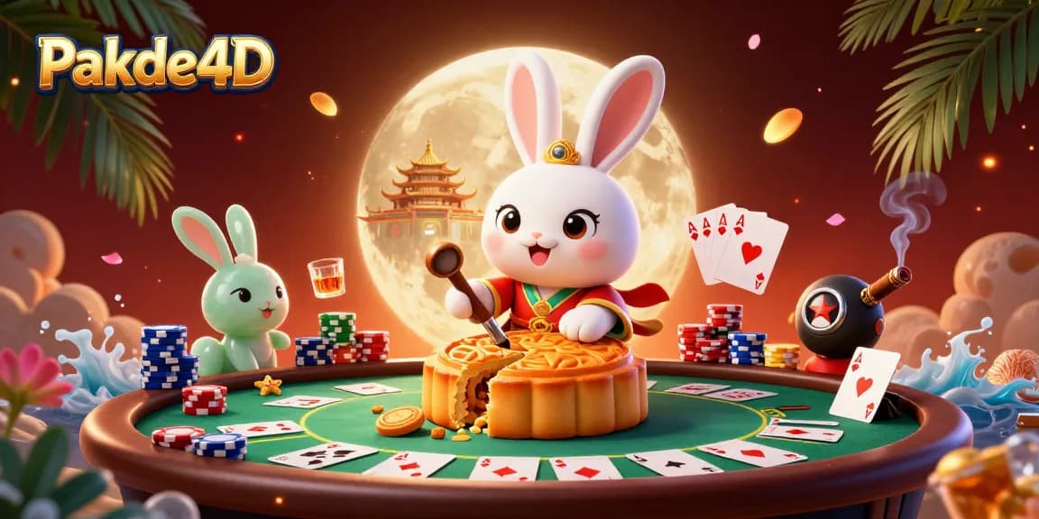 Enjoy thrilling gameplay with Pakde4D, showcasing a festive 3D casino scene of luck and excitement.