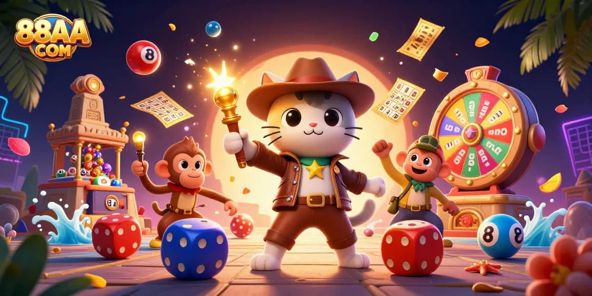 Engage with thrilling gameplay at 88AA COM featuring vibrant casino elements and adventurous characters.