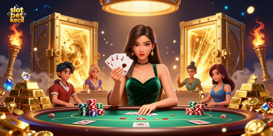 Experience exciting slot bet kecil action with immersive visuals at a luxury poker table.