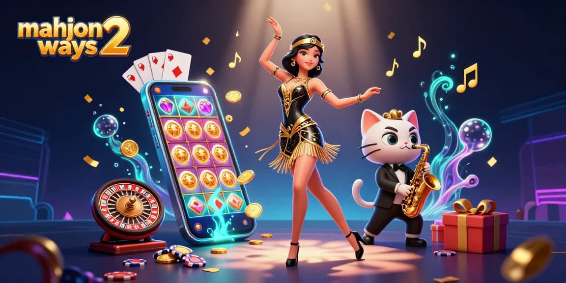 Play mahjong ways 2 with vibrant characters and exciting casino elements in a colorful 3D scene.