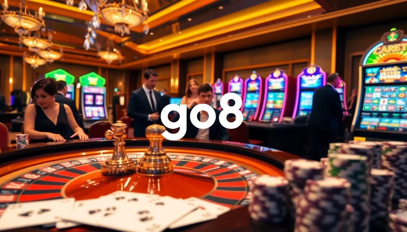 Players enjoying a thrilling game night at go8 casino, showcasing roulette and poker action.
