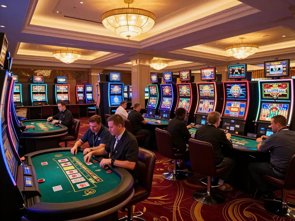 Players enjoying poker games at VIPWIN casino, engaged and strategizing bets amid a vibrant atmosphere.
