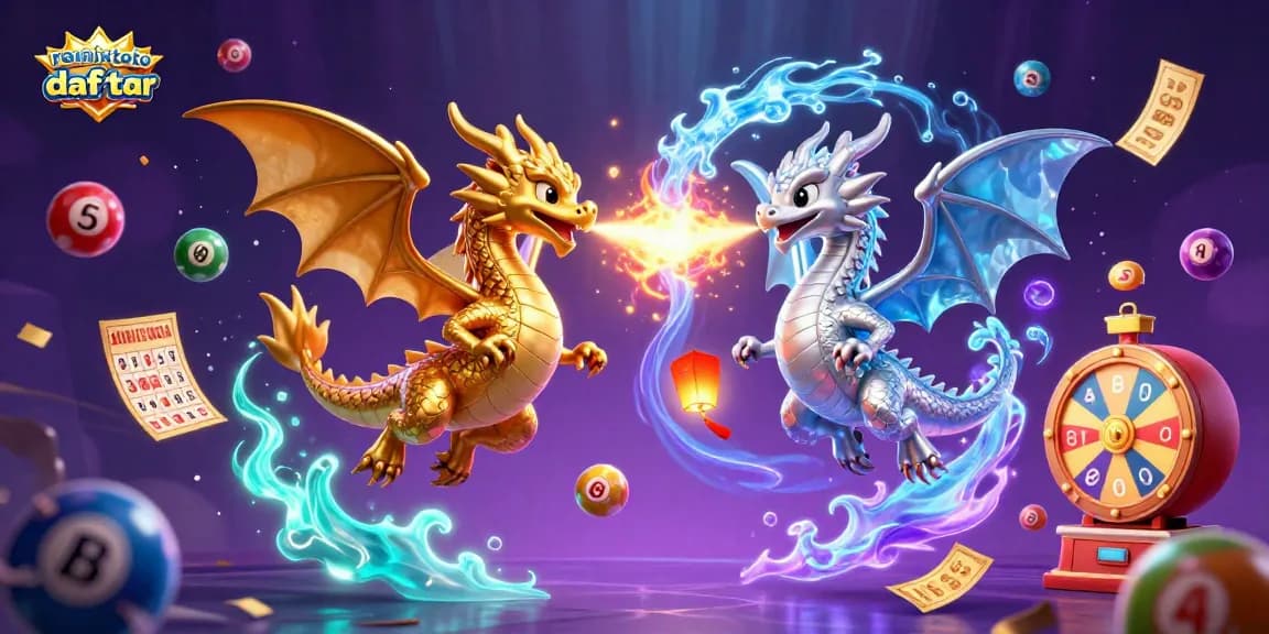 Join the excitement with remixtoto daftar, featuring vibrant lottery elements and dynamic dragons in action.
