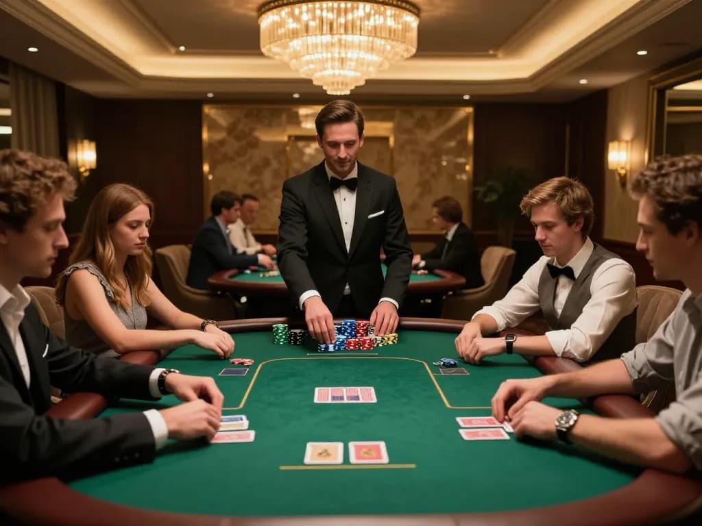 Players enjoying high-stakes poker at kp88's exclusive casino table.