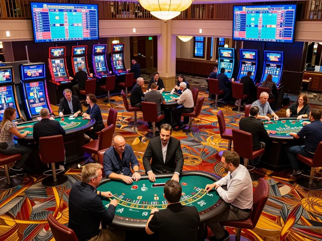 Players engaging in strategic moves at tx88 blackjack tables in a bustling casino atmosphere