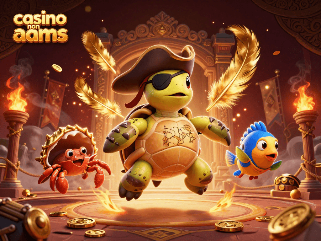 Gioca e vinci nei casino non AAMS: tartaruga pirata e granchio in un'avventura dorata.