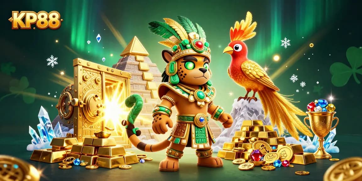 Experience thrilling casino vibes with KP88's vibrant fantasy scene packed with treasures and adventure.
