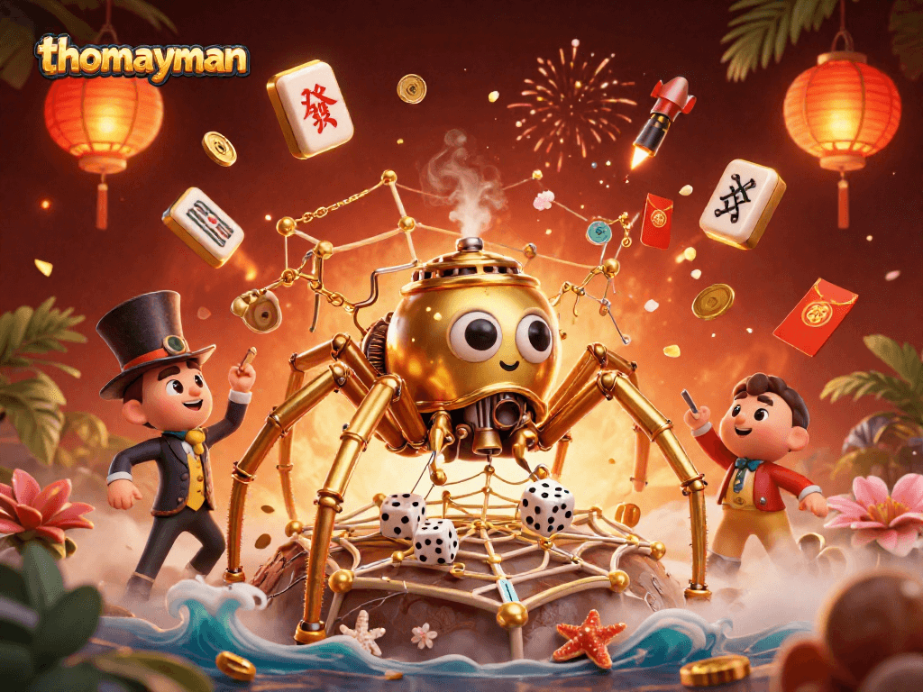 Engage in the immersive thomayman experience with a whimsical 3D casino scene.