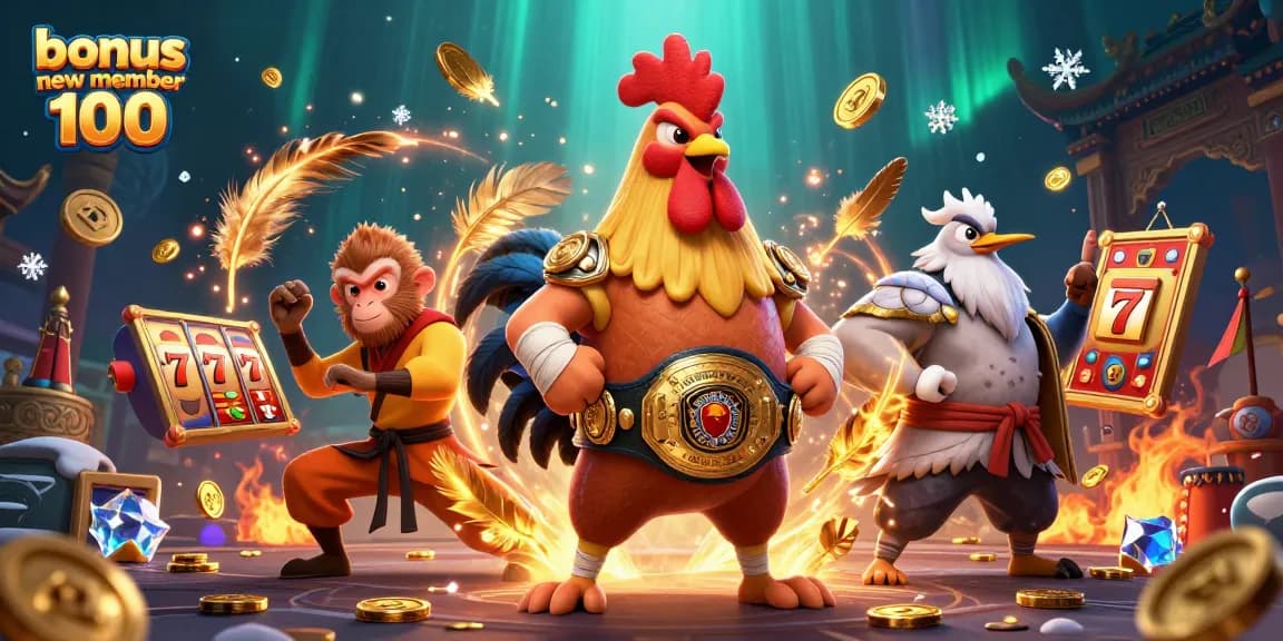Join the action with the bonus new member 100 for a thrilling casino experience featuring dynamic characters and slot elements.