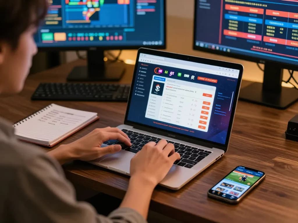 Engaging with gtatoto online betting interface on a laptop in a modern home setting.