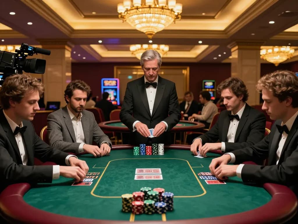 Players engaged in a high-stakes poker game at LV88 casino, showcasing strategic gameplay.