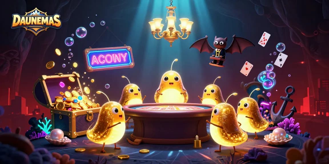 Join the exciting DAUNEMAS casino adventure with glowworms lighting up the game!