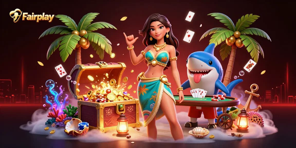Experience the excitement of Fairplay while winning at a poker table surrounded by vibrant casino elements.