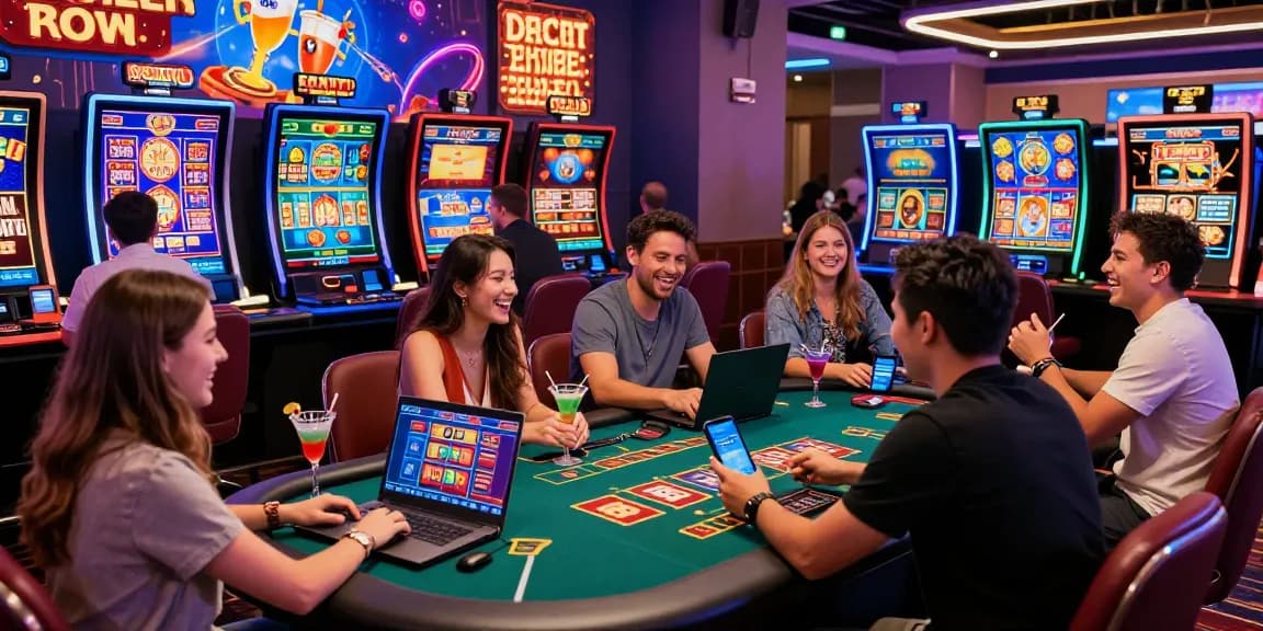 LUCK8 online casino scene with players enjoying live dealer games and vibrant graphics