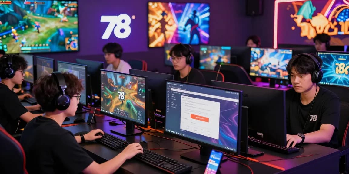 Exciting gaming scene featuring players engaged on the 78win platform, showcasing interactive games and colorful graphics.