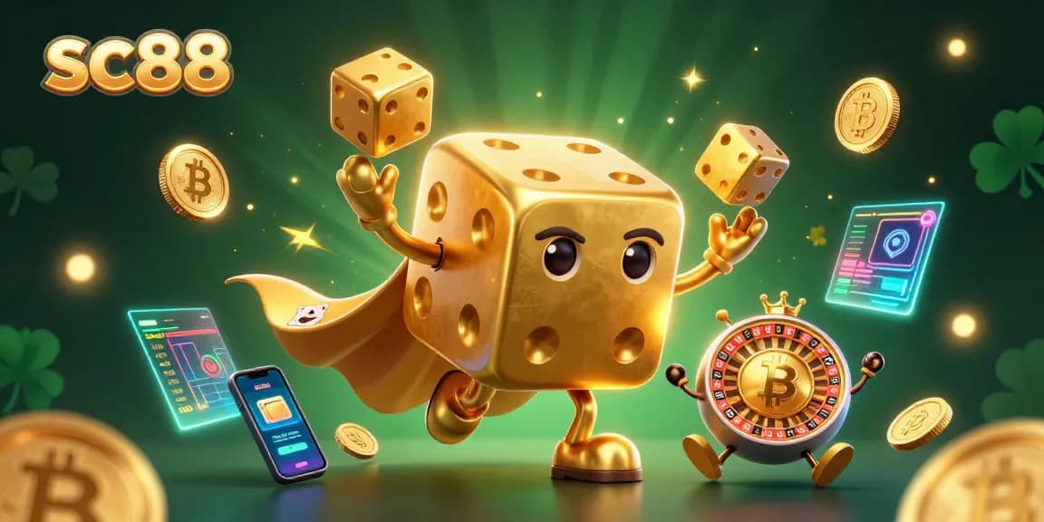 Win big with SC88's exciting gaming features showcased in a vibrant, animated scene.